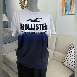 Hollister Dark Blue, Blue & White Ombre T-Shirt Size L